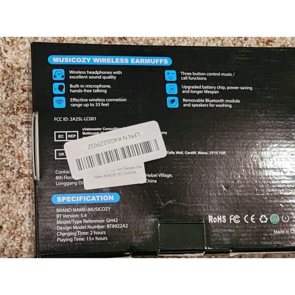 Musicozy Wireless Ear Warmers Earmuffs Bluetooth headphones built-in - Picture 9 of 12